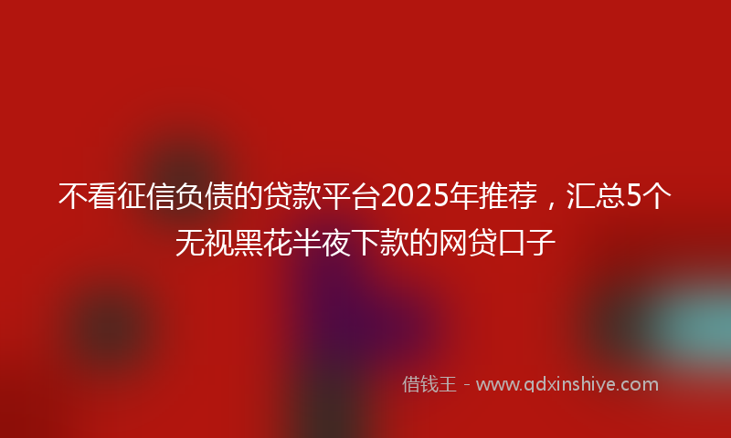 不看征信负债的贷款平台2025年推荐，汇总5个无视黑花半夜下款的网贷口子