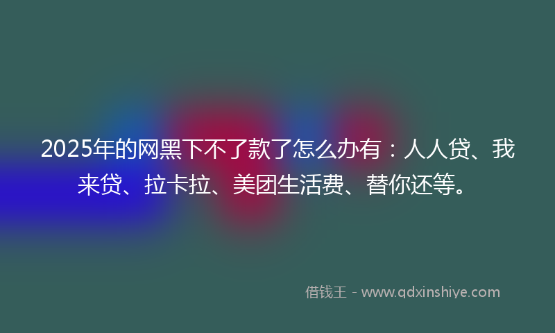 2025年的网黑下不了款了怎么办有：人人贷、我来贷、拉卡拉、美团生活费、替你还等。