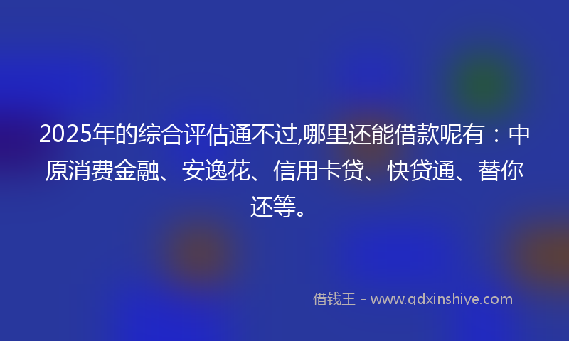 2025年的综合评估通不过,哪里还能借款呢有：中原消费金融、安逸花、信用卡贷、快贷通、替你还等。