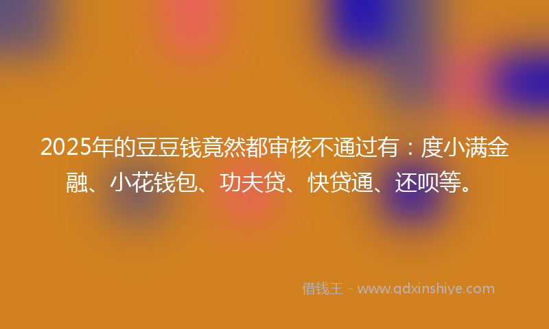 2025年的豆豆钱竟然都审核不通过有：度小满金融、小花钱包、功夫贷、快贷通、还呗等。