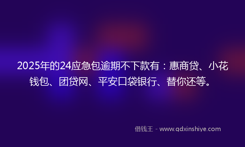 2025年的24应急包逾期不下款有:惠商贷、小花钱包、团贷网、平安口袋银行、替你还等。