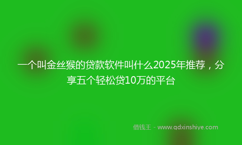 一个叫金丝猴的贷款软件叫什么2025年推荐，分享五个轻松贷10万的平台