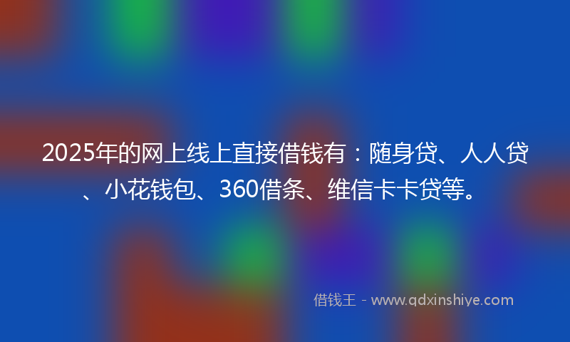 2025年的网上线上直接借钱有：随身贷、人人贷、小花钱包、360借条、维信卡卡贷等。
