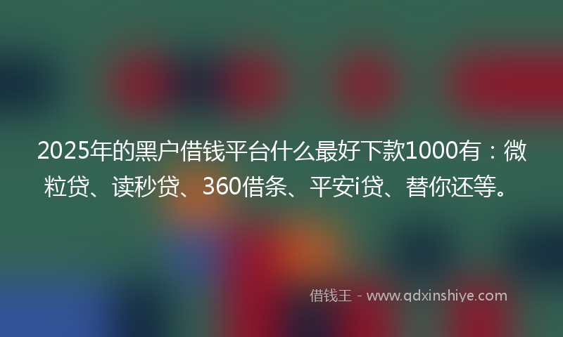 2025年的黑户借钱平台什么最好下款1000有：微粒贷、读秒贷、360借条、平安i贷、替你还等。