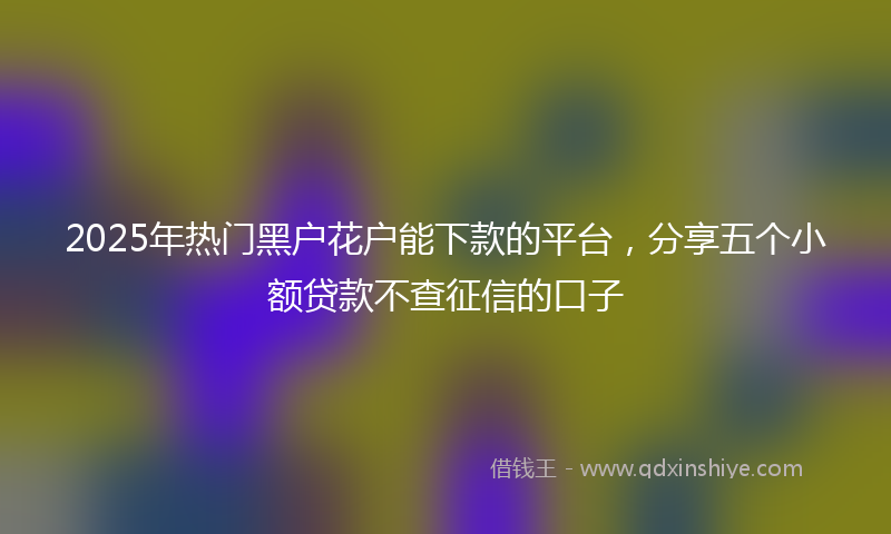 2025年热门黑户花户能下款的平台，分享五个小额贷款不查征信的口子