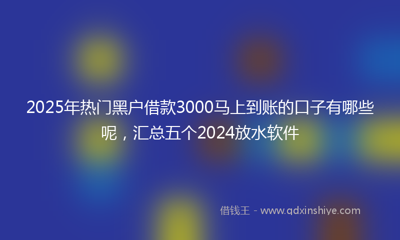 2025年热门黑户借款3000马上到账的口子有哪些呢，汇总五个2024放水软件