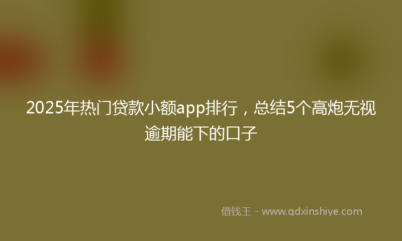 2025年热门贷款小额app排行，总结5个高炮无视逾期能下的口子