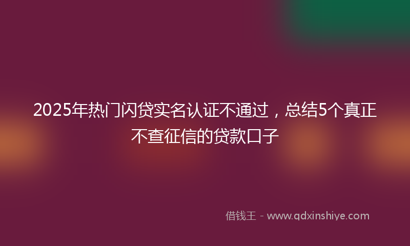 2025年热门闪贷实名认证不通过，总结5个真正不查征信的贷款口子