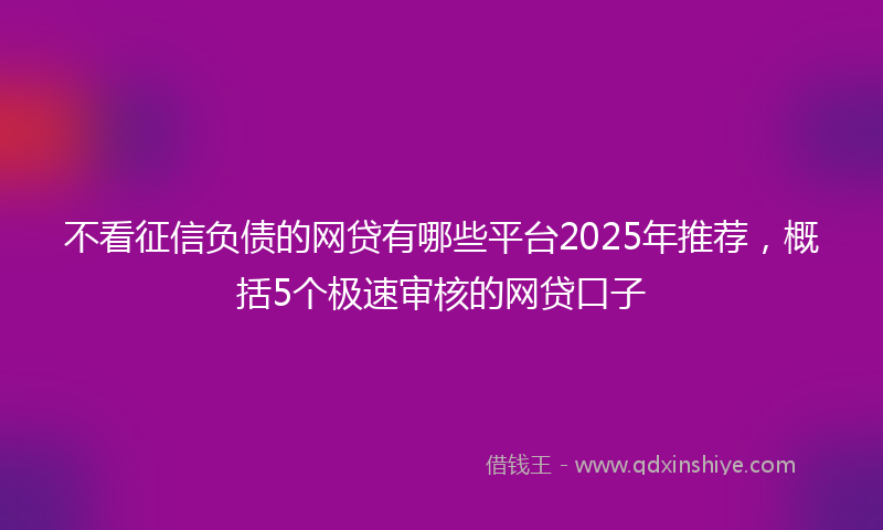 不看征信负债的网贷有哪些平台2025年推荐，概括5个极速审核的网贷口子