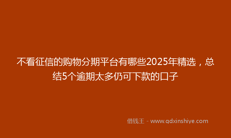 不看征信的购物分期平台有哪些2025年精选，总结5个逾期太多仍可下款的口子