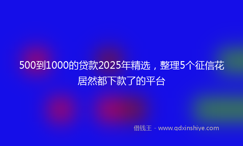500到1000的贷款2025年精选，整理5个征信花居然都下款了的平台