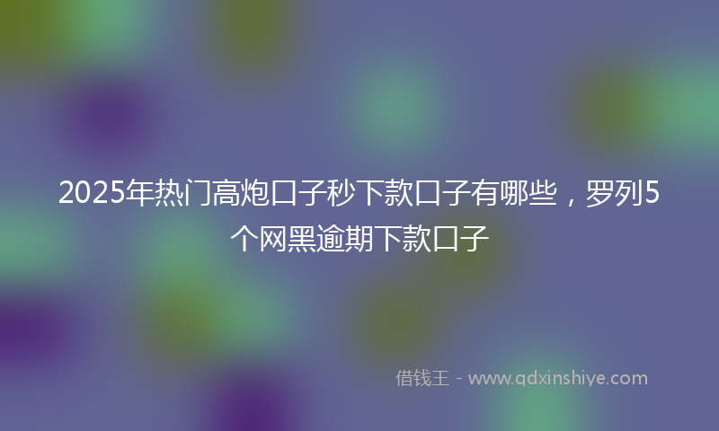 2025年热门高炮口子秒下款口子有哪些，罗列5个网黑逾期下款口子