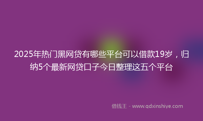 2025年热门黑网贷有哪些平台可以借款19岁,归纳5个最新网贷口子今日整理这五个平台