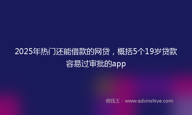 2025年热门还能借款的网贷，概括5个19岁贷款容易过审批的app