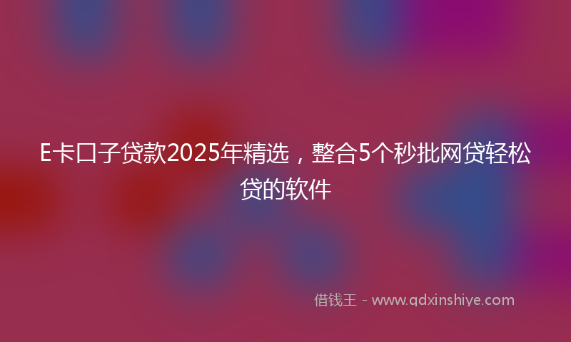 E卡口子贷款2025年精选，整合5个秒批网贷轻松贷的软件