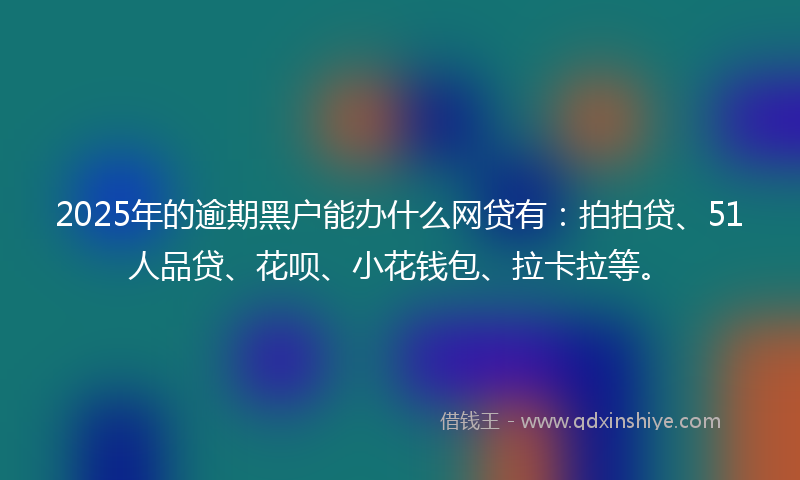2025年的逾期黑户能办什么网贷有：拍拍贷、51人品贷、花呗、小花钱包、拉卡拉等。