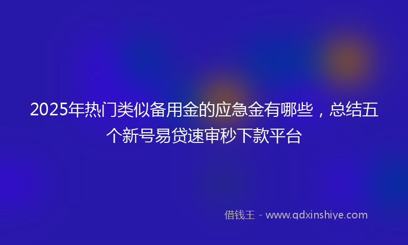 2025年热门类似备用金的应急金有哪些，总结五个新号易贷速审秒下款平台