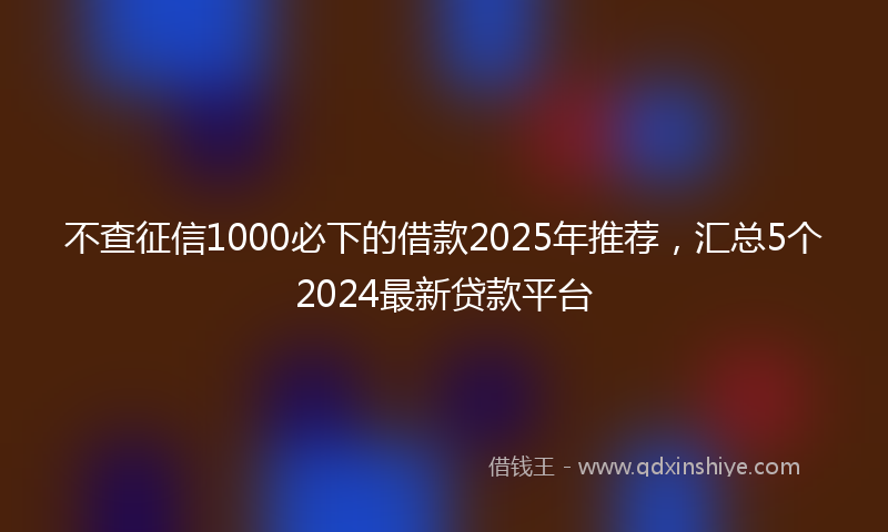 不查征信1000必下的借款2025年推荐，汇总5个2024最新贷款平台