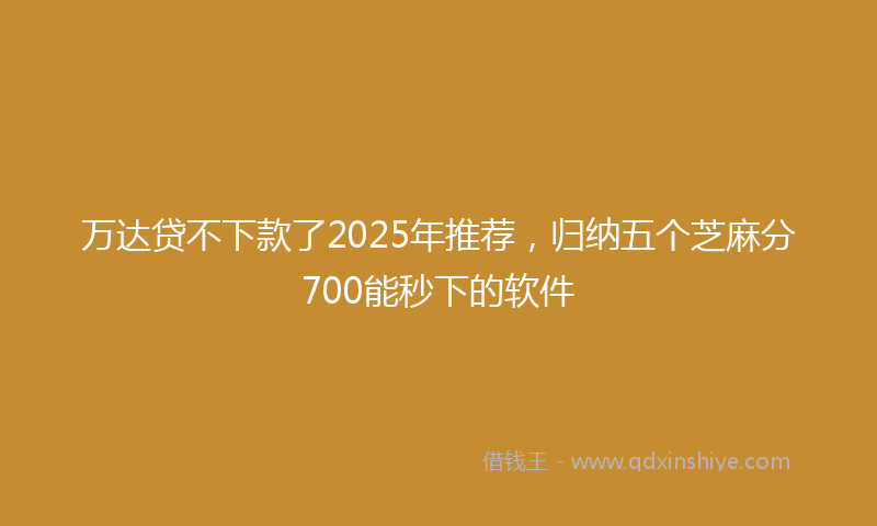 万达贷不下款了2025年推荐，归纳五个芝麻分700能秒下的软件