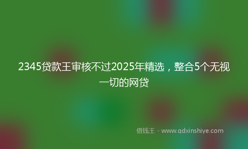 2345贷款王审核不过2025年精选,整合5个无视一切的网贷