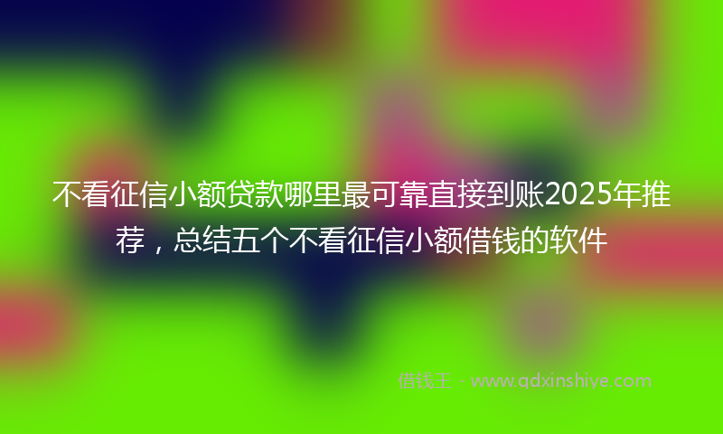 不看征信小额贷款哪里最可靠直接到账2025年推荐，总结五个不看征信小额借钱的软件