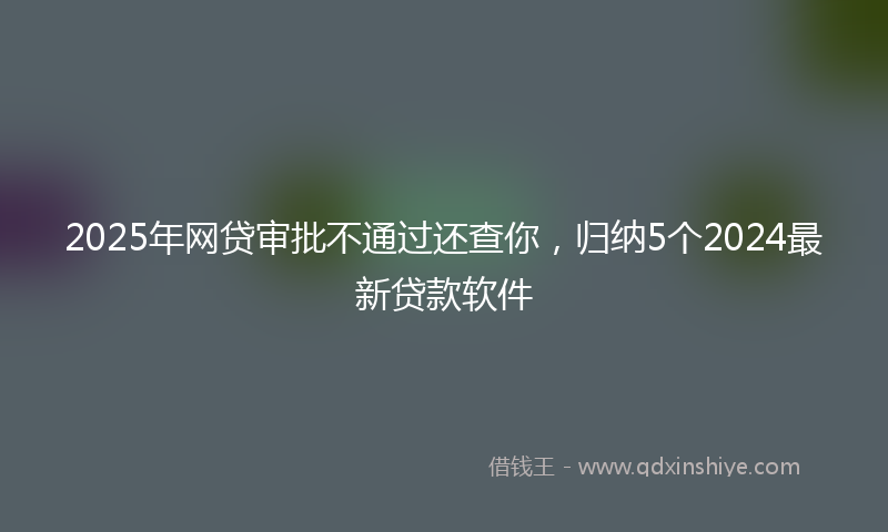 2025年网贷审批不通过还查你，归纳5个2024最新贷款软件