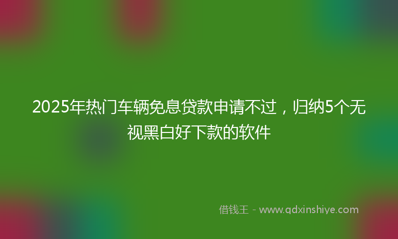 2025年热门车辆免息贷款申请不过，归纳5个无视黑白好下款的软件