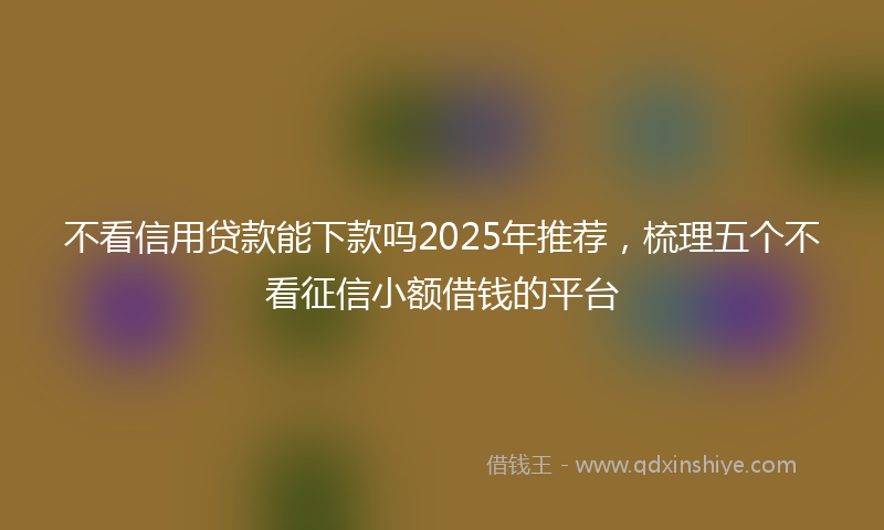 不看信用贷款能下款吗2025年推荐，梳理五个不看征信小额借钱的平台