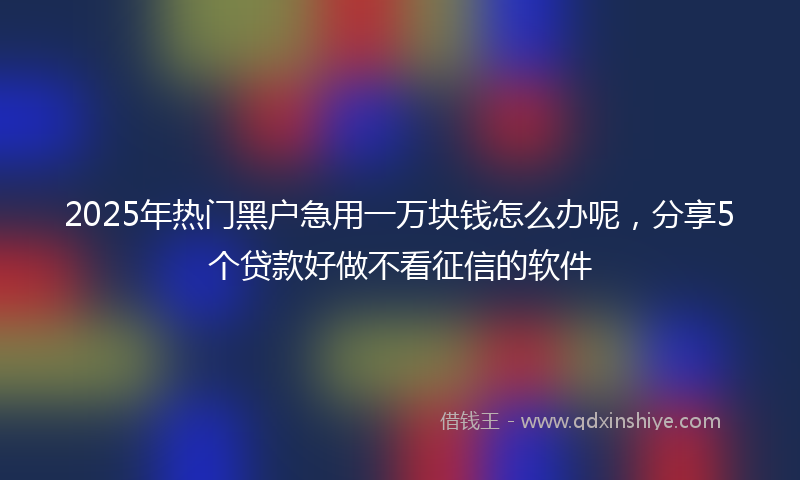 2025年热门黑户急用一万块钱怎么办呢，分享5个贷款好做不看征信的软件