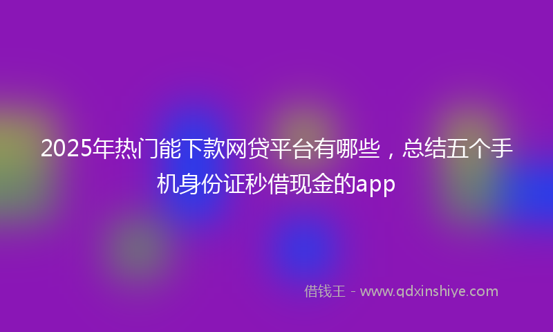 2025年热门能下款网贷平台有哪些，总结五个手机身份证秒借现金的app