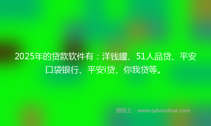 2025年的贷款软件有：洋钱罐、51人品贷、平安口袋银行、平安i贷、你我贷等。