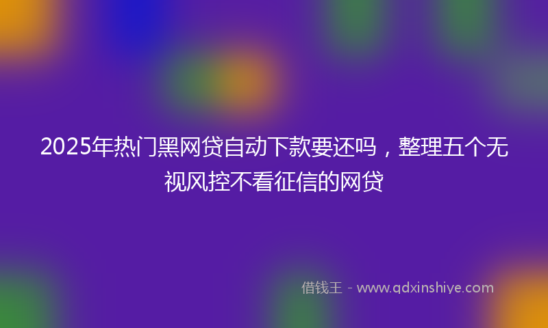 2025年热门黑网贷自动下款要还吗，整理五个无视风控不看征信的网贷