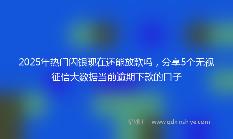 2025年热门闪银现在还能放款吗，分享5个无视征信大数据当前逾期下款的口子