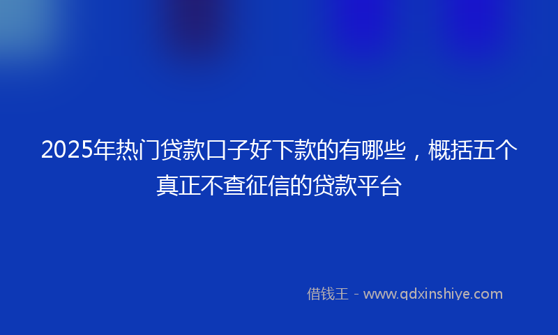 2025年热门贷款口子好下款的有哪些，概括五个真正不查征信的贷款平台