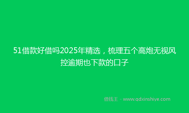 51借款好借吗2025年精选,梳理五个高炮无视风控逾期也下款的口子