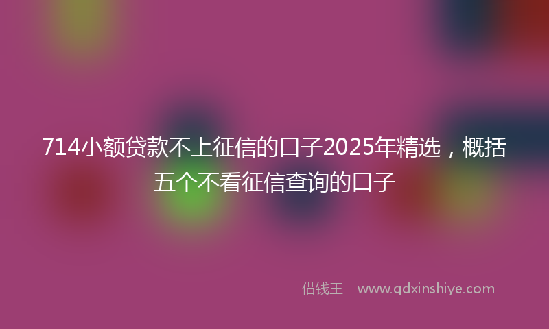 714小额贷款不上征信的口子2025年精选，概括五个不看征信查询的口子