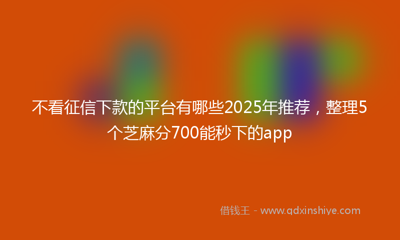 不看征信下款的平台有哪些2025年推荐，整理5个芝麻分700能秒下的app