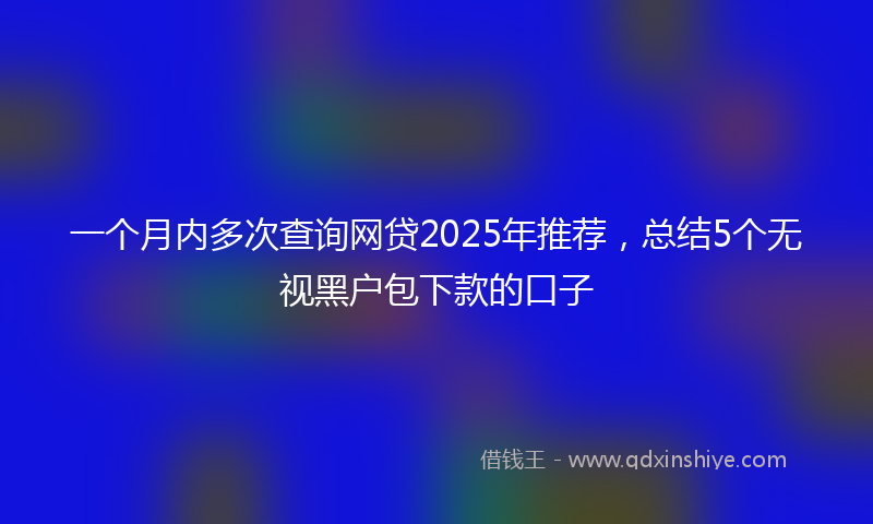一个月内多次查询网贷2025年推荐，总结5个无视黑户包下款的口子
