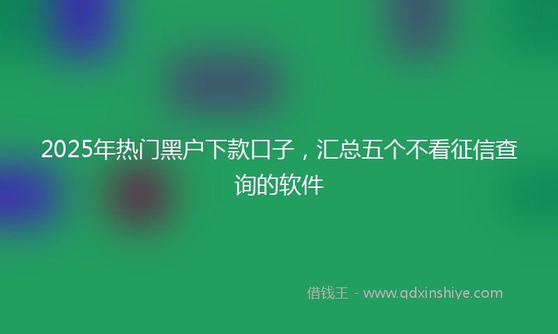 2025年热门黑户下款口子,汇总五个不看征信查询的软件