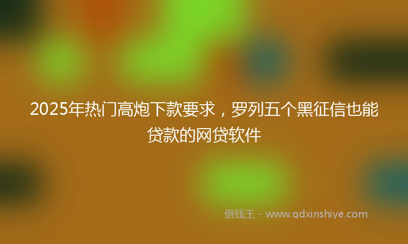 2025年热门高炮下款要求，罗列五个黑征信也能贷款的网贷软件