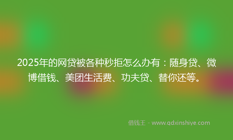 2025年的网贷被各种秒拒怎么办有：随身贷、微博借钱、美团生活费、功夫贷、替你还等。