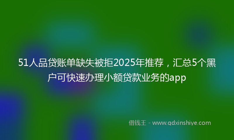 51人品贷账单缺失被拒2025年推荐，汇总5个黑户可快速办理小额贷款业务的app