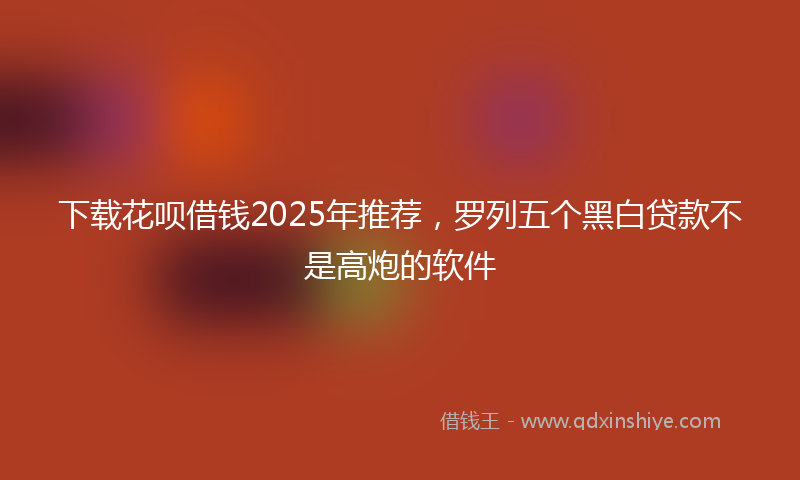 下载花呗借钱2025年推荐，罗列五个黑白贷款不是高炮的软件