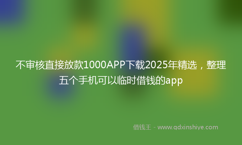不审核直接放款1000APP下载2025年精选，整理五个手机可以临时借钱的app