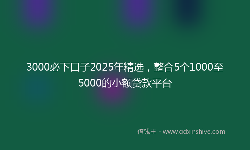 3000必下口子2025年精选，整合5个1000至5000的小额贷款平台