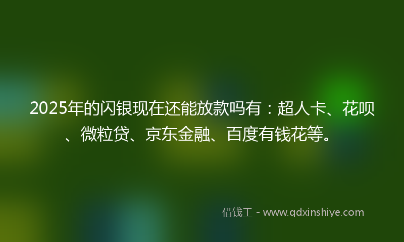 2025年的闪银现在还能放款吗有：超人卡、花呗、微粒贷、京东金融、百度有钱花等。