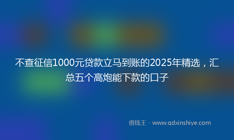 不查征信1000元贷款立马到账的2025年精选，汇总五个高炮能下款的口子