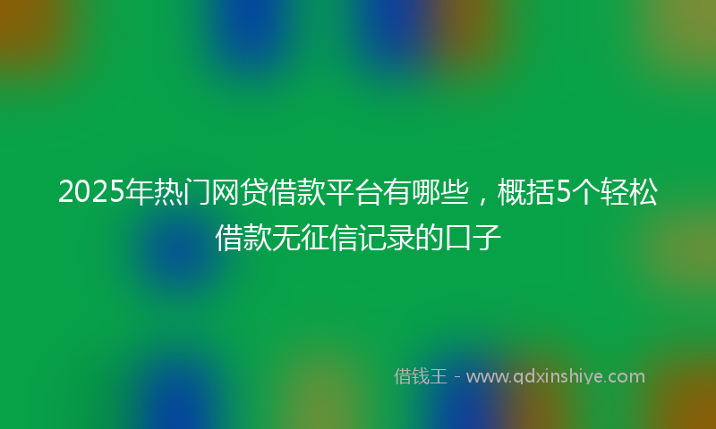 2025年热门网贷借款平台有哪些，概括5个轻松借款无征信记录的口子