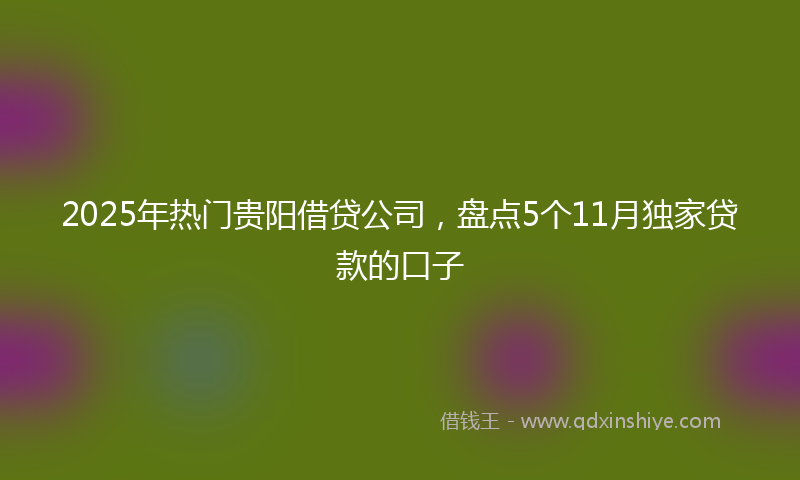 2025年热门贵阳借贷公司，盘点5个11月独家贷款的口子