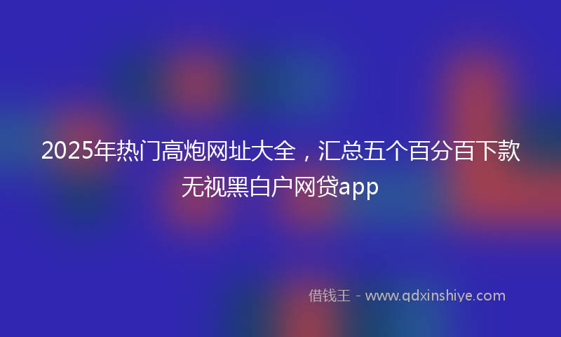2025年热门高炮网址大全，汇总五个百分百下款无视黑白户网贷app